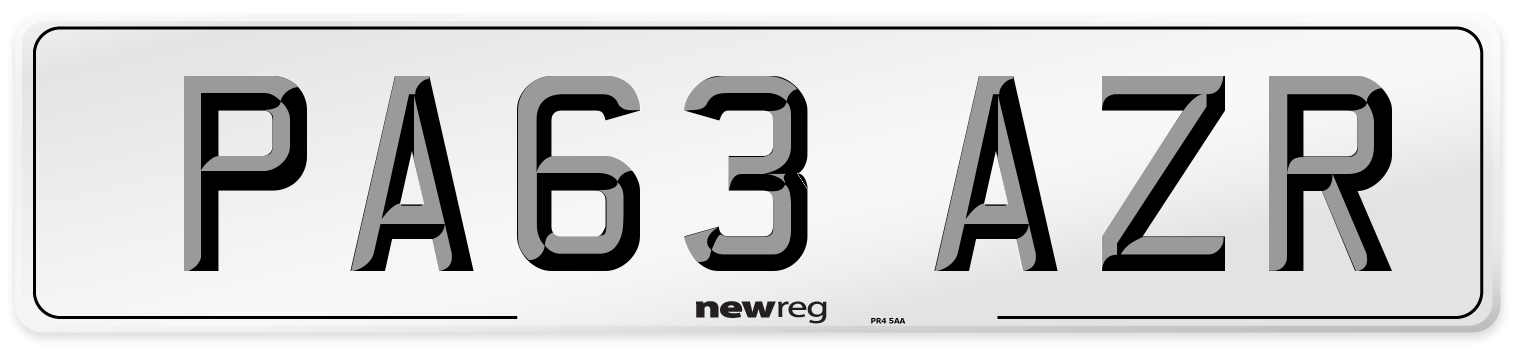 PA63 AZR Number Plate from New Reg